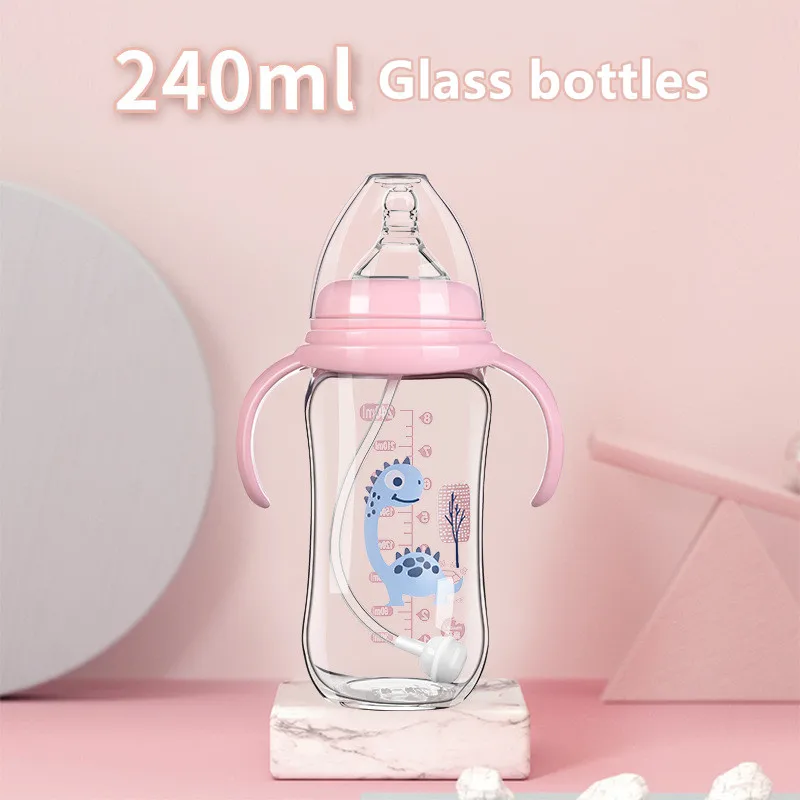Стеклянная детская бутылка для воды 240 мл, соска против вздутия с соломинкой для кормления при высокой температуре 
Стеклянная детская бутылка для воды 240 мл, соска против вздутия с соломинкой для кормления при высокой температуре