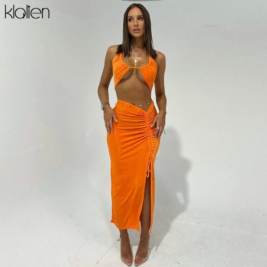 KLALIEN Women Summer Vacation Two Piece Skirt Set Sexy Casual Bandage Crop Top+Long Skirt Two Piece Set Female Streetwear New
KLALIEN Women Summer Vacation Two Piece Skirt Set Sexy Casual Bandage Crop Top+Long Skirt Two Piece Set Female Streetwear New