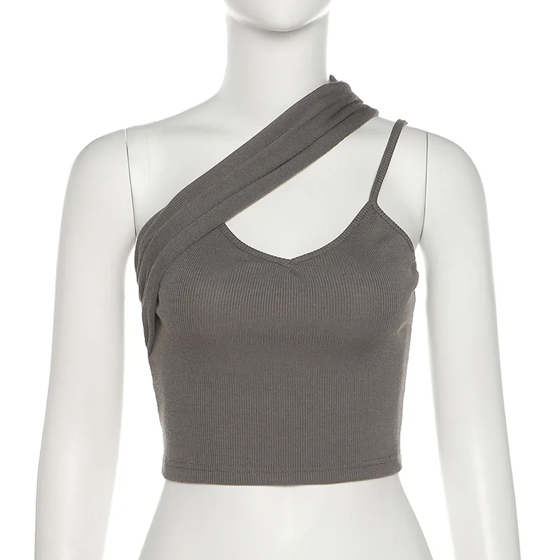 Women Vest Slim Gray Tank Tops Summer Casual Pure Color Navel Sexy Irregular Slanted Ultra Short Strap Female Street Fashion
Women Vest Slim Gray Tank Tops Summer Casual Pure Color Navel Sexy Irregular Slanted Ultra Short Strap Female Street Fashion