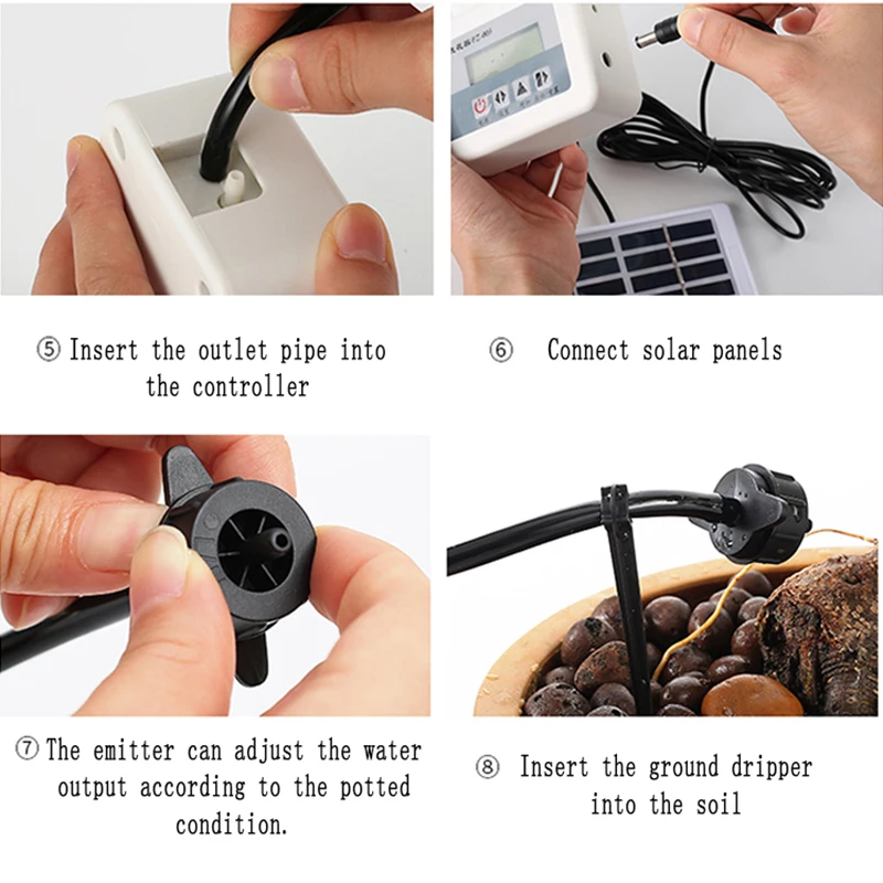 Garden Drip Irrigation Device Water Pump Controller Timer System Solar Energy Intelligent Automatic Watering Device for Plants
Garden Drip Irrigation Device Water Pump Controller Timer System Solar Energy Intelligent Automatic Watering Device for Plants