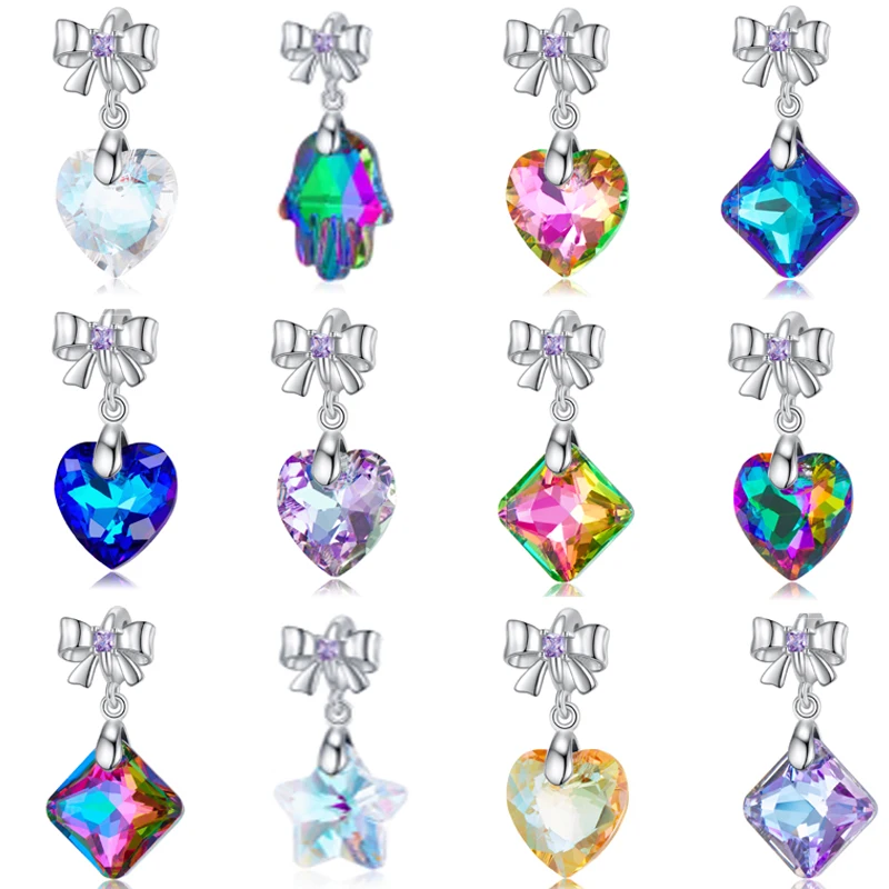 Trendy Fashion Crystal 925 Silver Bow Blue Purple Heart Crystal Gems Charms Pendant for Neckalce Bracelet DIY Women Jewelry Gift
Trendy Fashion Crystal 925 Silver Bow Blue Purple Heart Crystal Gems Charms Pendant for Neckalce Bracelet DIY Women Jewelry Gift