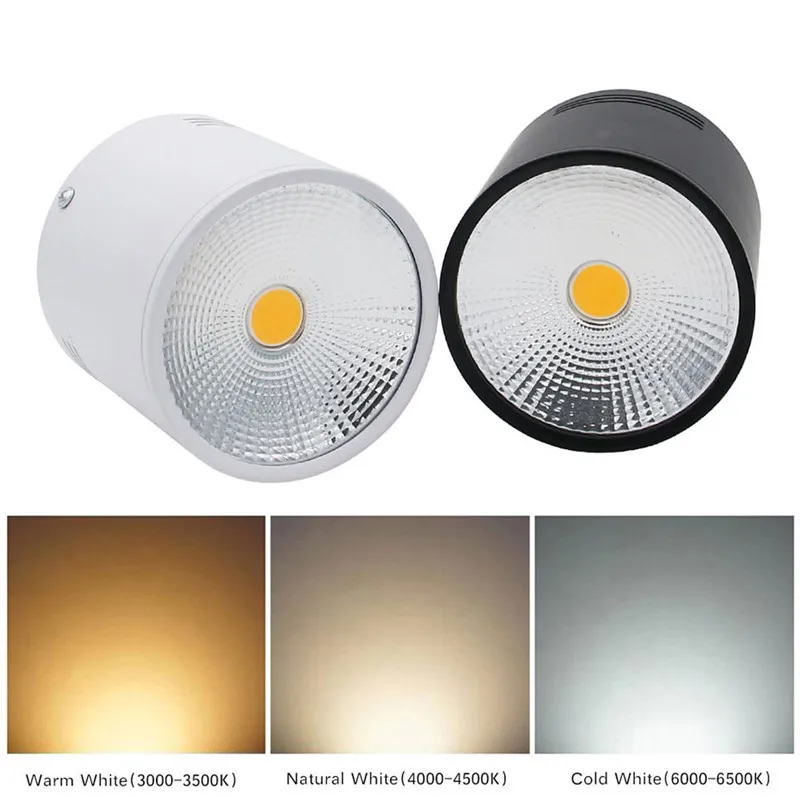 

3W/5W/7W/10W/12W/15W Surface Mounted COB LED Ceiling light White/Black Housing AC85-265V 3000K/4000K/6000K Ceiling Spot Light