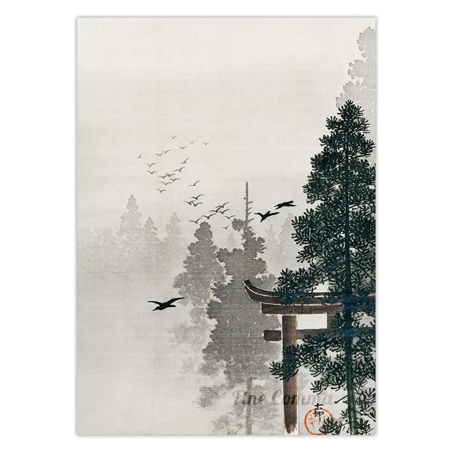 Vintage Japanese Art Poster Flock of Birds and Torii Gate in Pine Tree Forest Ohara Koson Woodblock Canvas Print Temple Wall Art
Vintage Japanese Art Poster Flock of Birds and Torii Gate in Pine Tree Forest Ohara Koson Woodblock Canvas Print Temple Wall Art