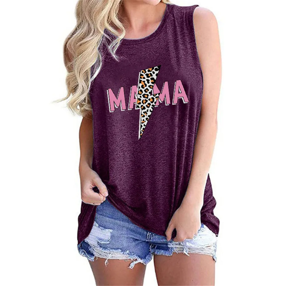 Mother's Day MAMA Leopard Lightning Print Women's Tank Top Summer Streetwear Sports Fashion Vests Plus Size Debardeur Clothes 
Mother's Day MAMA Leopard Lightning Print Women's Tank Top Summer Streetwear Sports Fashion Vests Plus Size Debardeur Clothes