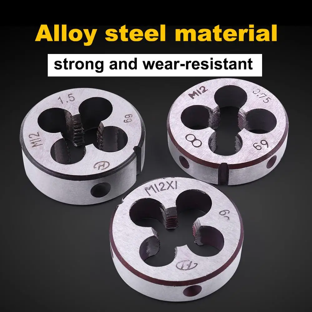 1Pcs Alloy Steel Threading Tools M12 Metric Die M12 * 0.75 M12 * 1.0 M12 * 1.5 Round Threading Dies for Small Workpiece
1Pcs Alloy Steel Threading Tools M12 Metric Die M12 * 0.75 M12 * 1.0 M12 * 1.5 Round Threading Dies for Small Workpiece