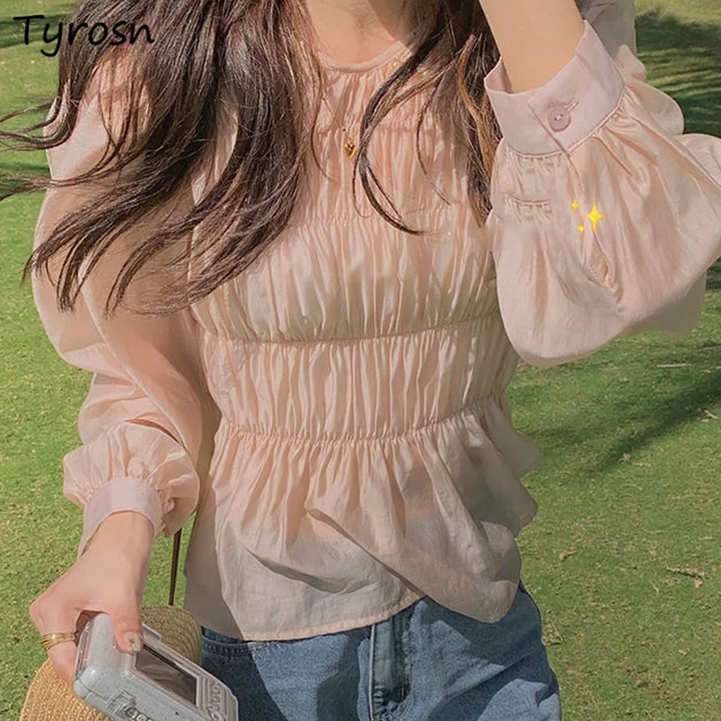 Blouses Women Pink Sweet Long Sleeve Tops All-match Slimming Harajuku Korean Fashion Office Lady Tender Design Spring Streetwear
Blouses Women Pink Sweet Long Sleeve Tops All-match Slimming Harajuku Korean Fashion Office Lady Tender Design Spring Streetwear