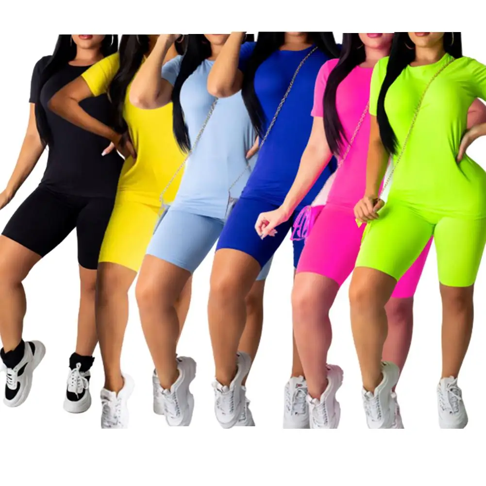Summer Women Solid Color Short Sleeve Round Neck T-shirt Top Shorts Pants Outfit women fashion clothing Women Sports Suit
Summer Women Solid Color Short Sleeve Round Neck T-shirt Top Shorts Pants Outfit women fashion clothing Women Sports Suit