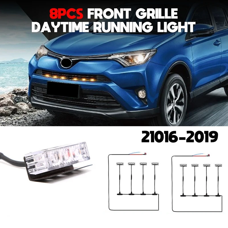 8PCS Car Front Grille LED Lights, for Toyota RAV4 2016 2017 2018 2019 DRL External Grille Driving Lamps
8PCS Car Front Grille LED Lights, for Toyota RAV4 2016 2017 2018 2019 DRL External Grille Driving Lamps