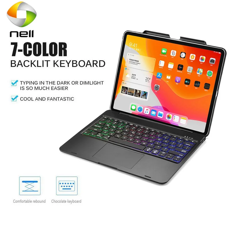 7 Colors LED Backlit Wireless Bluetooth Touchpad Flip Keyboard Case Stand Cover with Pencil Holder iPad Pro 12.9 2018 2020 shell
7 Colors LED Backlit Wireless Bluetooth Touchpad Flip Keyboard Case Stand Cover with Pencil Holder iPad Pro 12.9 2018 2020 shell