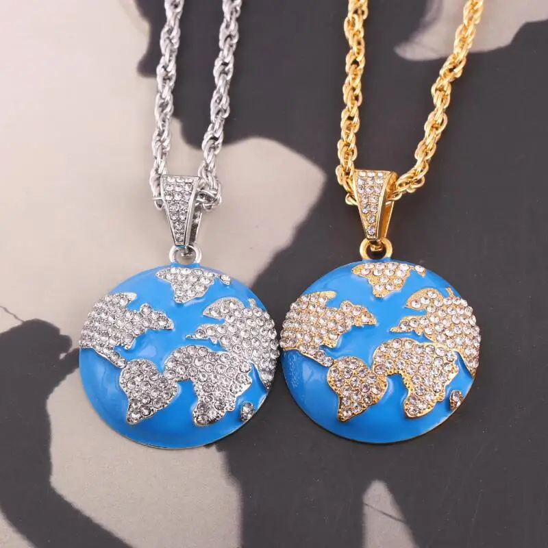 New Hip Hop Zircon Blue Earth Pendant Necklace Mens Necklace Best Gift 
New Hip Hop Zircon Blue Earth Pendant Necklace Mens Necklace Best Gift