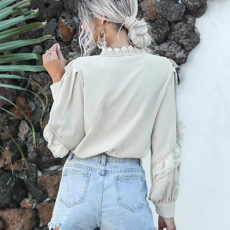 Elegant Lantern Vintage Long Sleeve Chiffon Shirt Women Autumn Casual Lace Ladies Tops Button White Apricot Ruffle Shirts
Elegant Lantern Vintage Long Sleeve Chiffon Shirt Women Autumn Casual Lace Ladies Tops Button White Apricot Ruffle Shirts