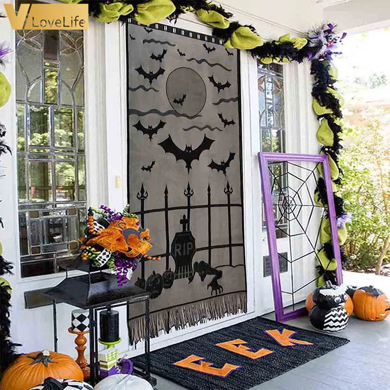 Halloween Black Lace Windows Curtains with Vividly Bats Pumpkin Moonlight Window Curtain Halloween Party Decor Party Supplies
Halloween Black Lace Windows Curtains with Vividly Bats Pumpkin Moonlight Window Curtain Halloween Party Decor Party Supplies