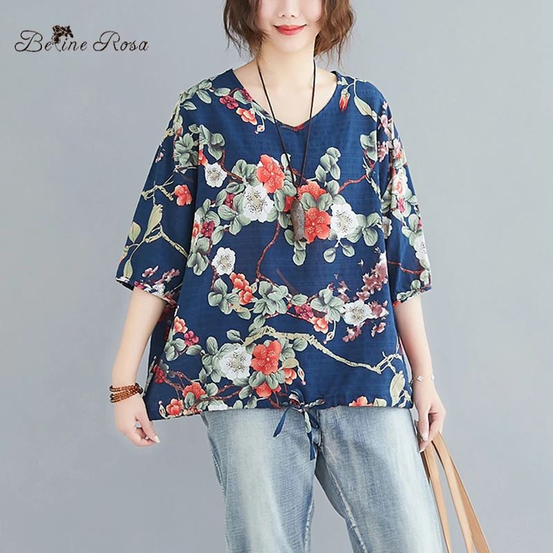 BelineRosa 2020 Elegant Ladies Floral Printed Tee Shirt Cotton Linen Short Sleeve Flower Printing T-shirts BSDM0438
BelineRosa 2020 Elegant Ladies Floral Printed Tee Shirt Cotton Linen Short Sleeve Flower Printing T-shirts BSDM0438