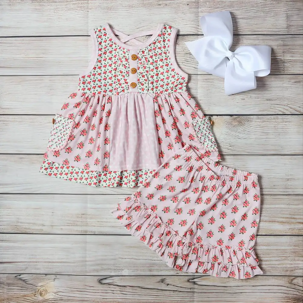 Summer Girls Clothes Red Small Floral Pink Sleeveless Skirt And Pink Shorts Rose Red Flower Print Pattern Toddler Girl Outfits 
Summer Girls Clothes Red Small Floral Pink Sleeveless Skirt And Pink Shorts Rose Red Flower Print Pattern Toddler Girl Outfits