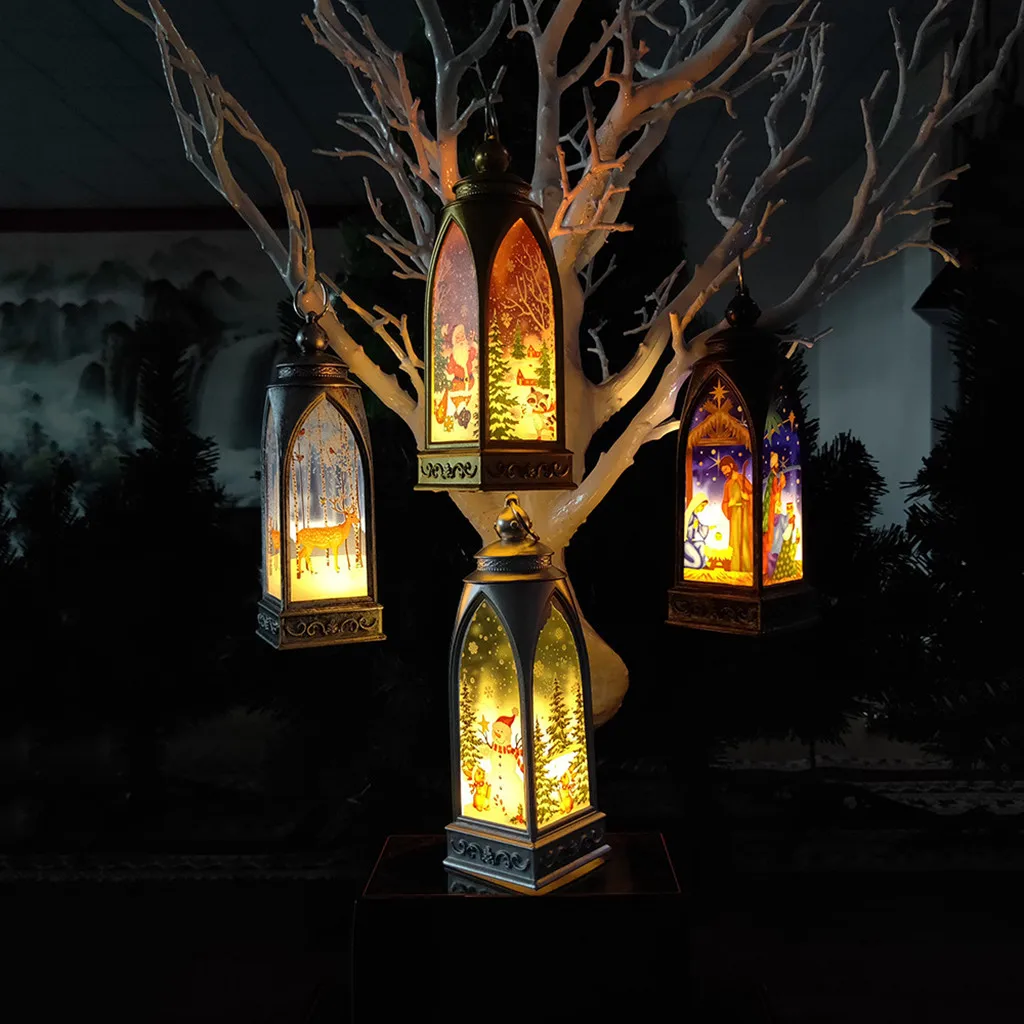 Halloween Decoration Props Led Candles Light Vintage Castle Bats Pumpkin Lantern Flame Lamp Scary Party Supplies | Лампы и освещение