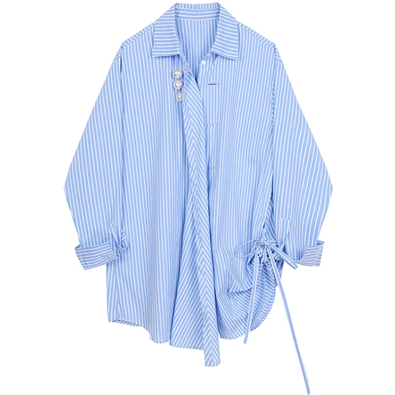 SuperAen Turn Down Collar Full Striped Irregular Beaded Shirts Loose Slim Casual Autumn Women Tops
SuperAen Turn Down Collar Full Striped Irregular Beaded Shirts Loose Slim Casual Autumn Women Tops