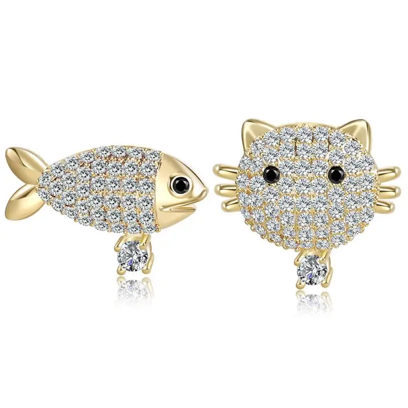 Surflove Fish Cat Earrings Cute Gold-Plated Inlaid Zircon Earrings Fashion Trendy Ladies Attending Party Activities Couple Gifts
Surflove Fish Cat Earrings Cute Gold-Plated Inlaid Zircon Earrings Fashion Trendy Ladies Attending Party Activities Couple Gifts