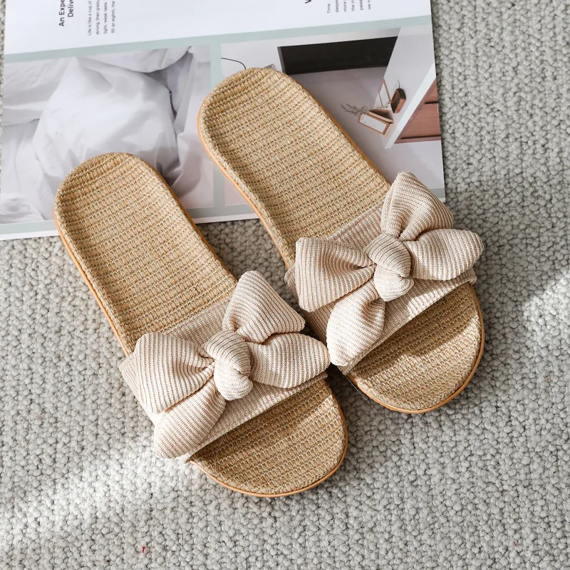 Bowknot household cool linen slippers women summer indoor non-slip resistance couples home slippers shoes women
Bowknot household cool linen slippers women summer indoor non-slip resistance couples home slippers shoes women