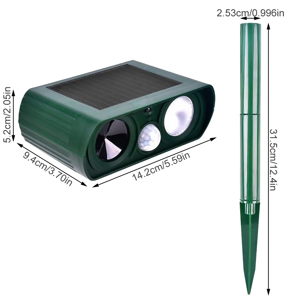 Solar Sonic Animals Repeller with Motion Sensor Flashing LED Light Outdoor Garden Driving Device
Solar Sonic Animals Repeller with Motion Sensor Flashing LED Light Outdoor Garden Driving Device