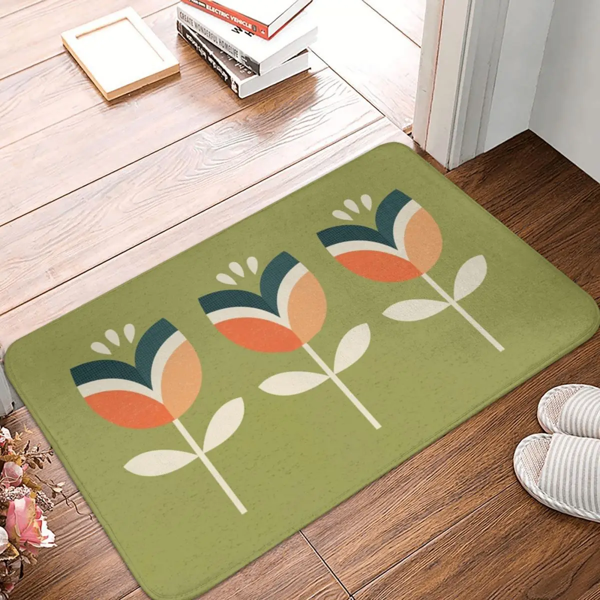 Коврик в стиле «тюльпан» оранжевого и оливкового цветов, ковер в стиле ретро, нескользящий, из полиэстера, для прихожей, кухни, спальни, балк... 
Коврик в стиле «тюльпан» оранжевого и оливкового цветов, ковер в стиле ретро, нескользящий, из полиэстера, для прихожей, кухни, спальни, балк...