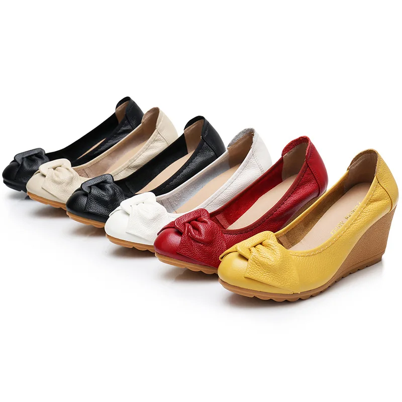 New Arrival High-heeled Bowknot Women's Shoes Leather Comfortable Wedge Casual Shoes Increased Solid Color Nurse Women's Shoes
New Arrival High-heeled Bowknot Women's Shoes Leather Comfortable Wedge Casual Shoes Increased Solid Color Nurse Women's Shoes