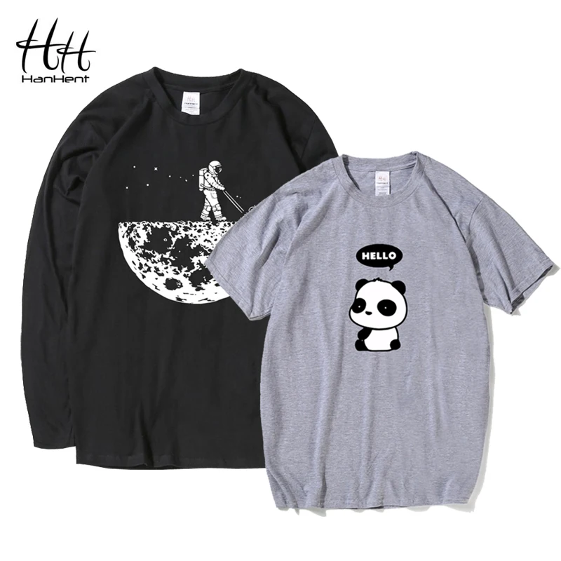 Забавные мужские футболки HanHent летняя модная футболка с принтом Луны