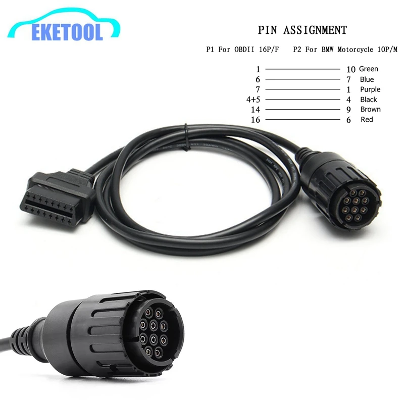 

Fits BMW ICOM D Cable ICOM D Motorcycles Motobikes 10 Pin Adaptor For BMW 10Pin OBD1 to OBD2 16Pin OBD2 Extension 150CM