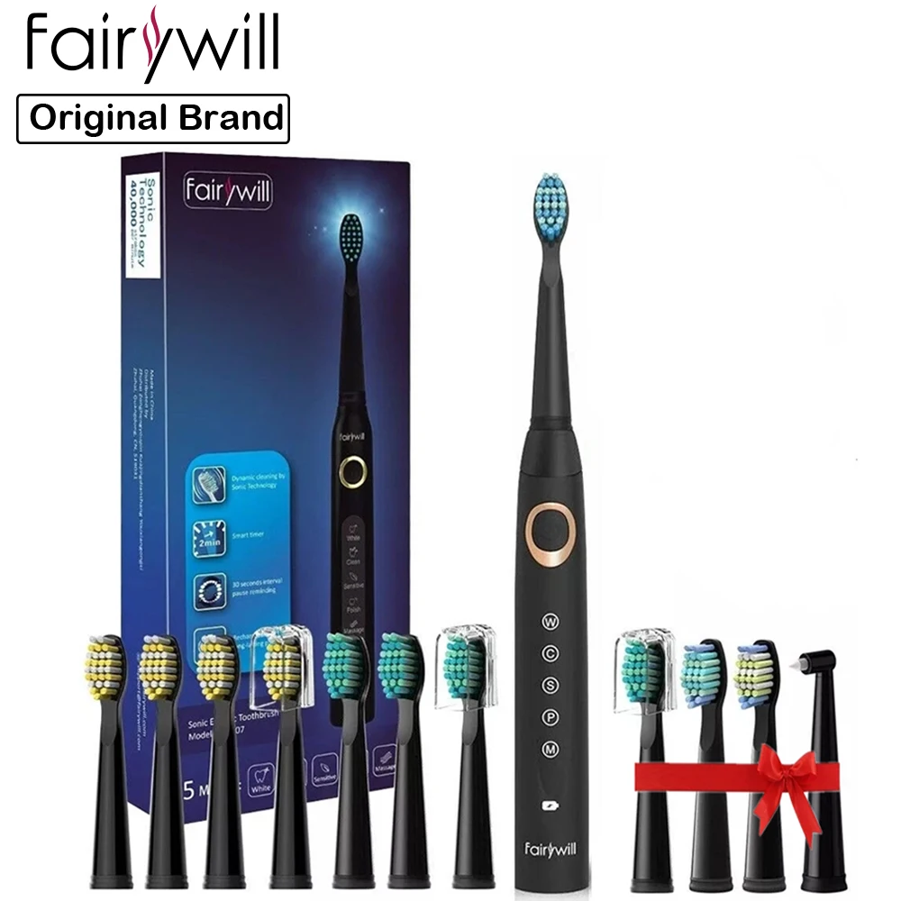 Fairywill FW508 Sonic Electric Toothbrush 5 Modes Replacement Heads Smart Timer Brush Fast Charge Tooth Brushes Waterproof Adult
Fairywill FW508 Sonic Electric Toothbrush 5 Modes Replacement Heads Smart Timer Brush Fast Charge Tooth Brushes Waterproof Adult