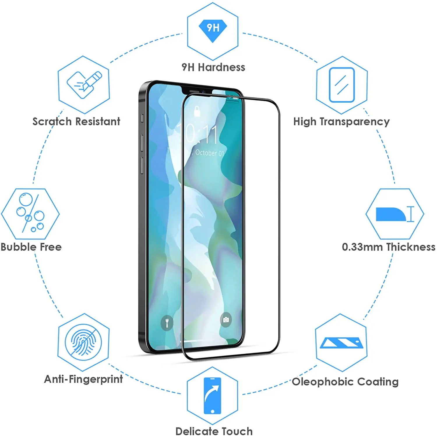 Закаленное стекло для iphone 13 12 Mini 11 Pro X XS MAX XR 7 8 6S 6 Plus | Мобильные телефоны и