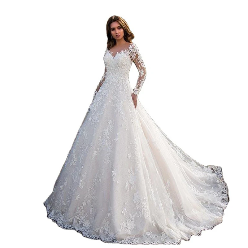 V Neck Wedding Dress Full Sleeve Embroidery Floor Length Bridal Gowns Vestido Embroidery Luxury Lace Applique Robe White Pretty
V Neck Wedding Dress Full Sleeve Embroidery Floor Length Bridal Gowns Vestido Embroidery Luxury Lace Applique Robe White Pretty