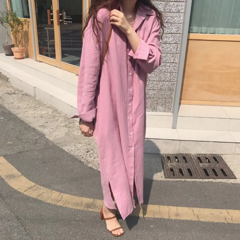 Women's V-neck Bubble Long Sleeve Split Pure Color Cotton Linen Casual Loose Long Dress
Women's V-neck Bubble Long Sleeve Split Pure Color Cotton Linen Casual Loose Long Dress