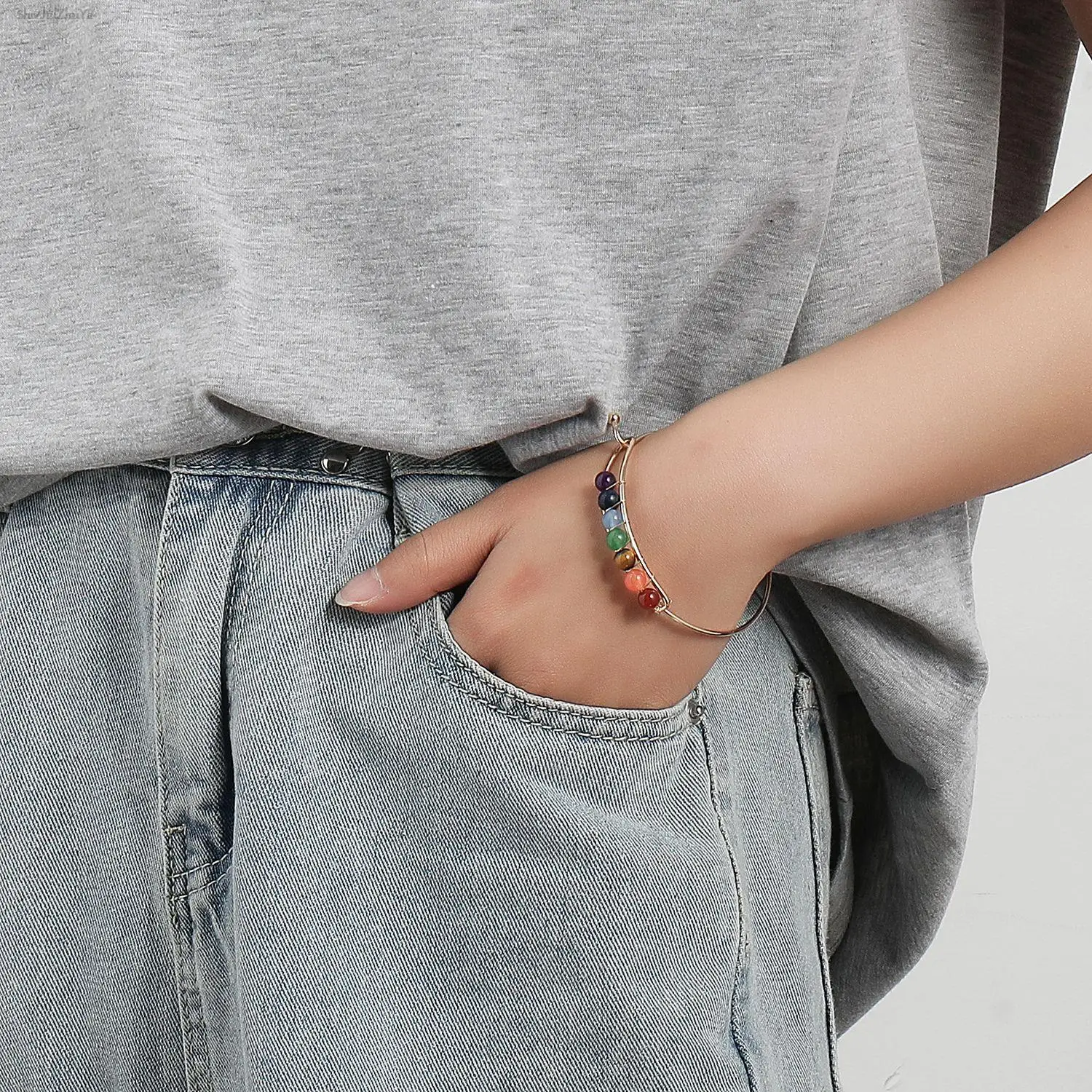 Fashionable Simple Color Bead Bracelet Gold Silver Sweet Fun Geometric Design Metal Ring Line Ladies Accessories Girl Gift
Fashionable Simple Color Bead Bracelet Gold Silver Sweet Fun Geometric Design Metal Ring Line Ladies Accessories Girl Gift