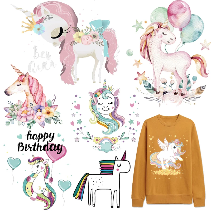 Unicorn Patches Pony Thermal Stickers on Clothes Iron-on Transfers for Clothing Thermoadhesive Patch Diy Applique for Kids Dress 
Unicorn Patches Pony Thermal Stickers on Clothes Iron-on Transfers for Clothing Thermoadhesive Patch Diy Applique for Kids Dress