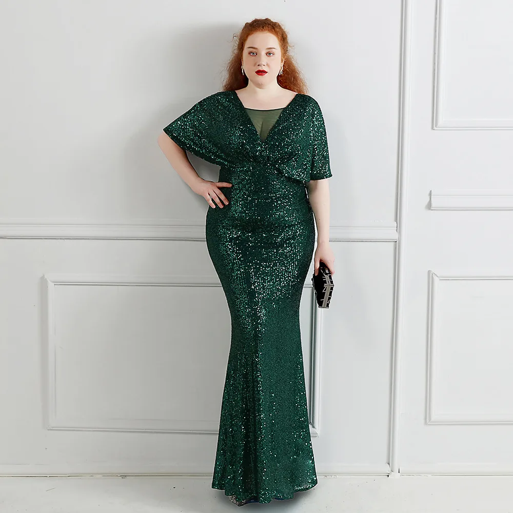 Plus Size Green Sequin Evening Dress Short Sleeve Elegant Women Party Dress Long Prom Dress
Plus Size Green Sequin Evening Dress Short Sleeve Elegant Women Party Dress Long Prom Dress