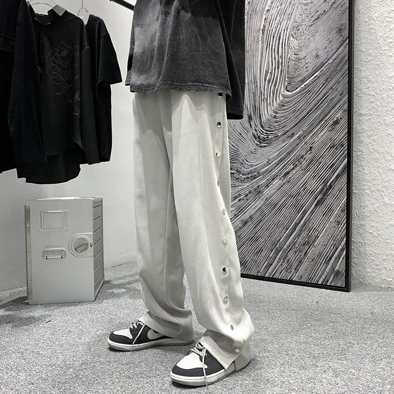 Wide Leg Pants Men's Fashion Button Black White Casual Pants Men Streetwear Loose Hip-hop Straight-leg Pants Mens Trousers S-XL
Wide Leg Pants Men's Fashion Button Black White Casual Pants Men Streetwear Loose Hip-hop Straight-leg Pants Mens Trousers S-XL
