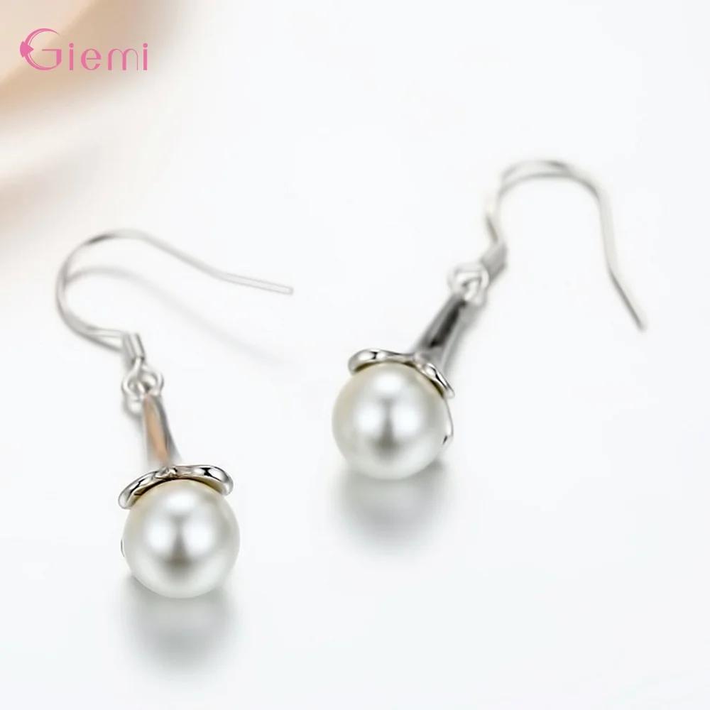 Wholesale 925 Sterling Silver Luxury Simple White Water Pearl Drop Earrings For Women Girls Ear Decoration Female Jewelry | Украшения и