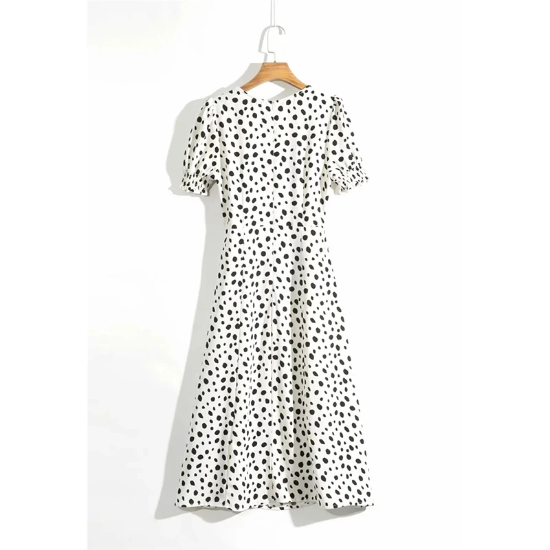 Sukibandra Summer White and Black Polka Dot Vintage Women Midi Dress Elegant Short Sleeve A Line Casual Beach Ladies Dresses 
Sukibandra Summer White and Black Polka Dot Vintage Women Midi Dress Elegant Short Sleeve A Line Casual Beach Ladies Dresses