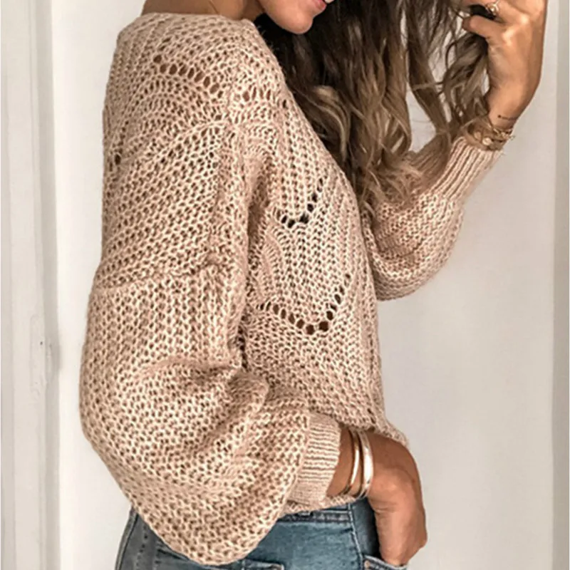 Women Autumn Hollow Loose Sweater Knitwear Fashion Ladies Casual Street Elegant OL Outfits Tops Clothing 
Women Autumn Hollow Loose Sweater Knitwear Fashion Ladies Casual Street Elegant OL Outfits Tops Clothing