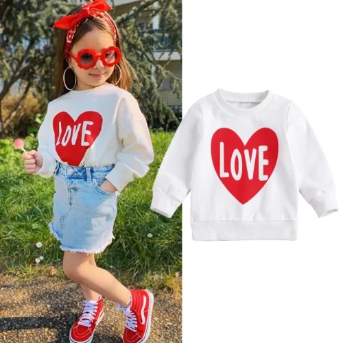Valentine's Day Infant Kids Girls Sweatshirt Tops Love Print Long Sleeve Pullover Cotton Autumn Outfits 0-6Y
Valentine's Day Infant Kids Girls Sweatshirt Tops Love Print Long Sleeve Pullover Cotton Autumn Outfits 0-6Y