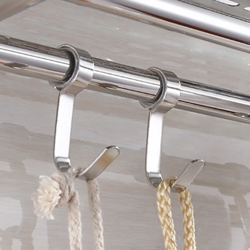 Полка для банного полотенца двойная полка ванной комнаты с крючками