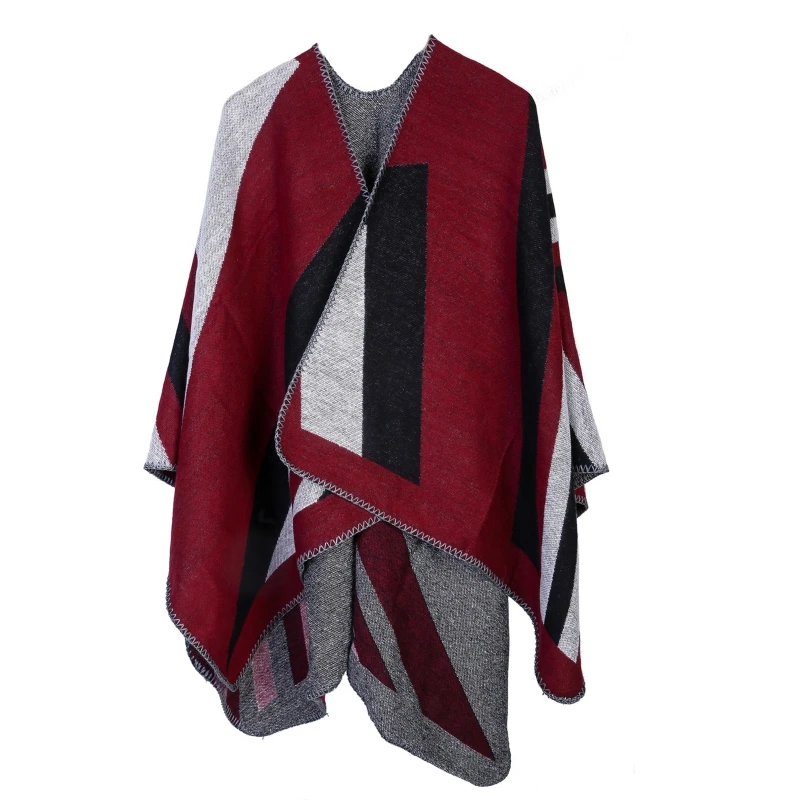 Women Open Front Poncho Cape Color Block Irregular Striped Shawl Wrap Thicken Warm Oversize Cardigan Sweater Scarf
Women Open Front Poncho Cape Color Block Irregular Striped Shawl Wrap Thicken Warm Oversize Cardigan Sweater Scarf
