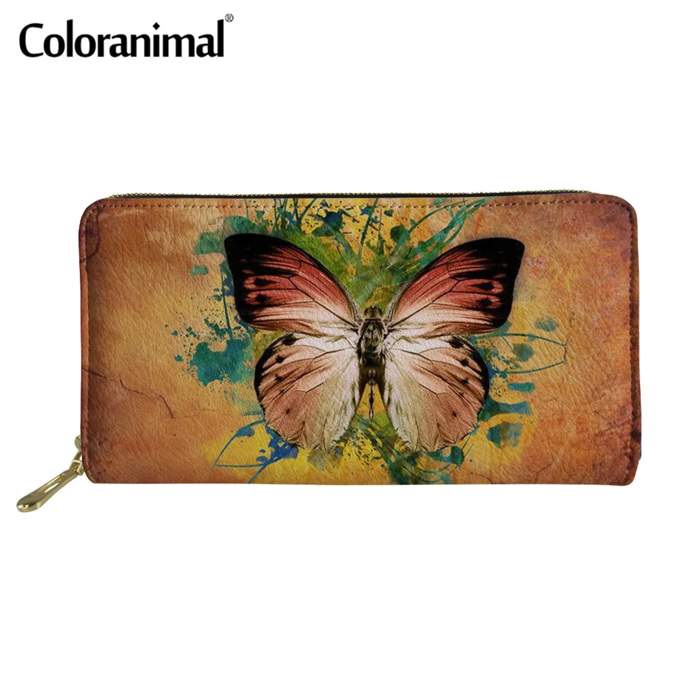 

Coloranimal Hot Selling Ladies PU Leather Money Purse Pretty 3D Butterflies Printed Girls Wallet Lightweight Daily Card Holder