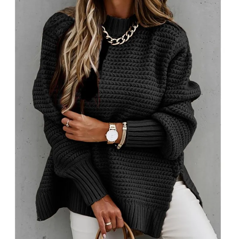 2020 Winter New European and American Women's Half Turtleneck Solid Color Drawstring Side Slit Knitted Sweater
2020 Winter New European and American Women's Half Turtleneck Solid Color Drawstring Side Slit Knitted Sweater
