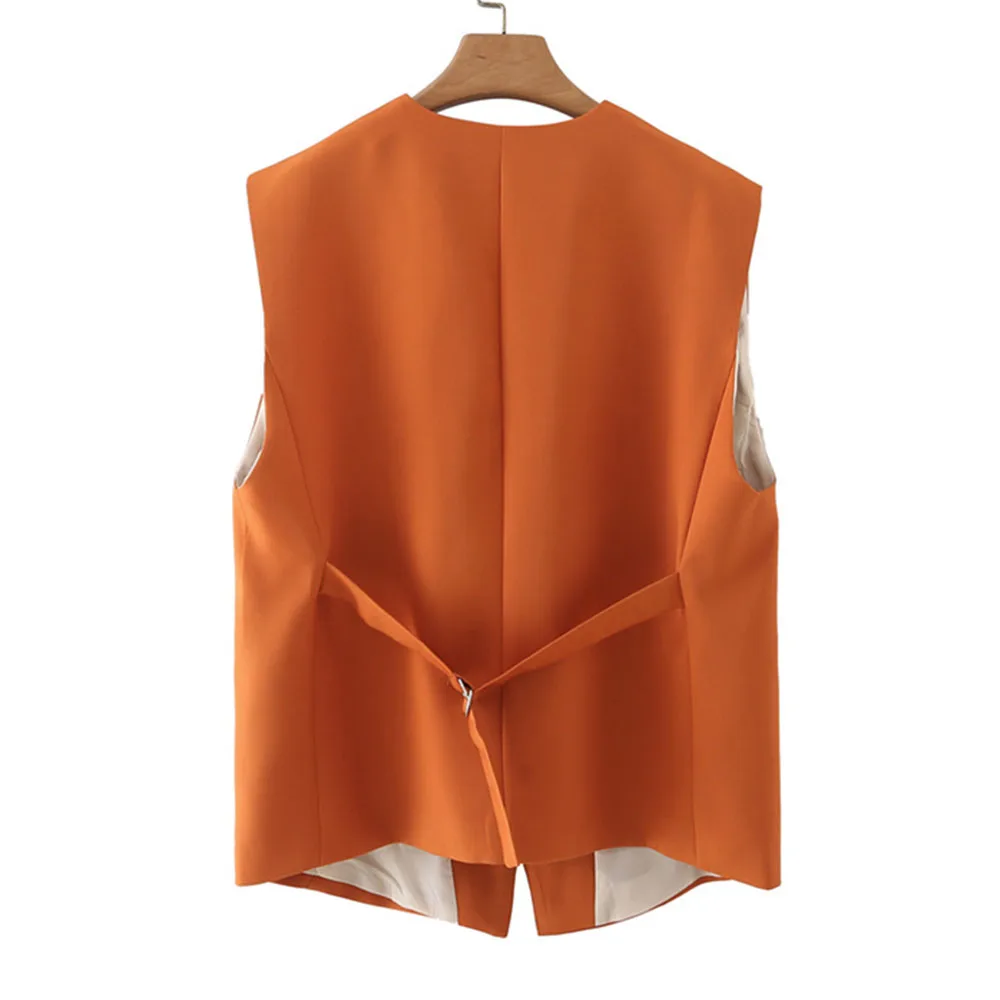 2021 spring and summer new fashion women's orange single-breasted waistcoat sleeveless slimming waistcoat waistcoat jacket
2021 spring and summer new fashion women's orange single-breasted waistcoat sleeveless slimming waistcoat waistcoat jacket