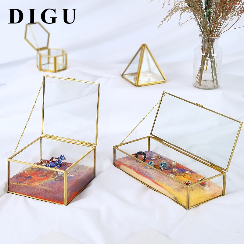 Стеклянная коробка для ювелирных изделий DIGU портативная квадратная аксессуары