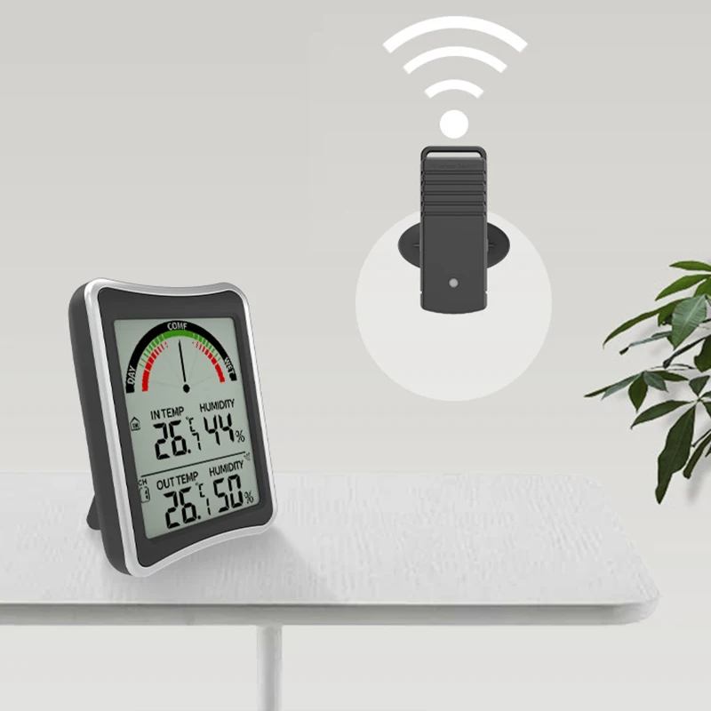 Wireless Thermometer and Hygrometer with 1 Remote Sensors,Digital Hygrometer Indoor Outdoor Thermometer Humidity Monitor 
Wireless Thermometer and Hygrometer with 1 Remote Sensors,Digital Hygrometer Indoor Outdoor Thermometer Humidity Monitor