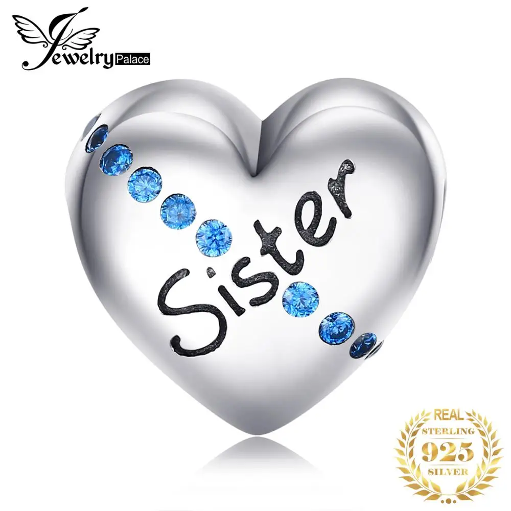 JewelryPalace Engraved Sister Blue Cubic Zirconia Heart Charm Beads 925 Sterling Silver Fit Bracelets For Your Sister As Gifts
JewelryPalace Engraved Sister Blue Cubic Zirconia Heart Charm Beads 925 Sterling Silver Fit Bracelets For Your Sister As Gifts