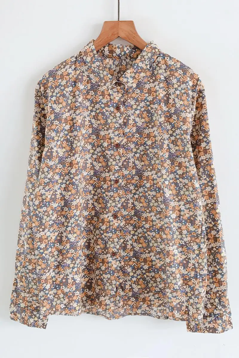 Autumn New Blouse Pastoral Style Small Floral Print Simple Lapel Bottoming Shirt Pure Cotton Long-Sleeve Shirt Women Loose
Autumn New Blouse Pastoral Style Small Floral Print Simple Lapel Bottoming Shirt Pure Cotton Long-Sleeve Shirt Women Loose