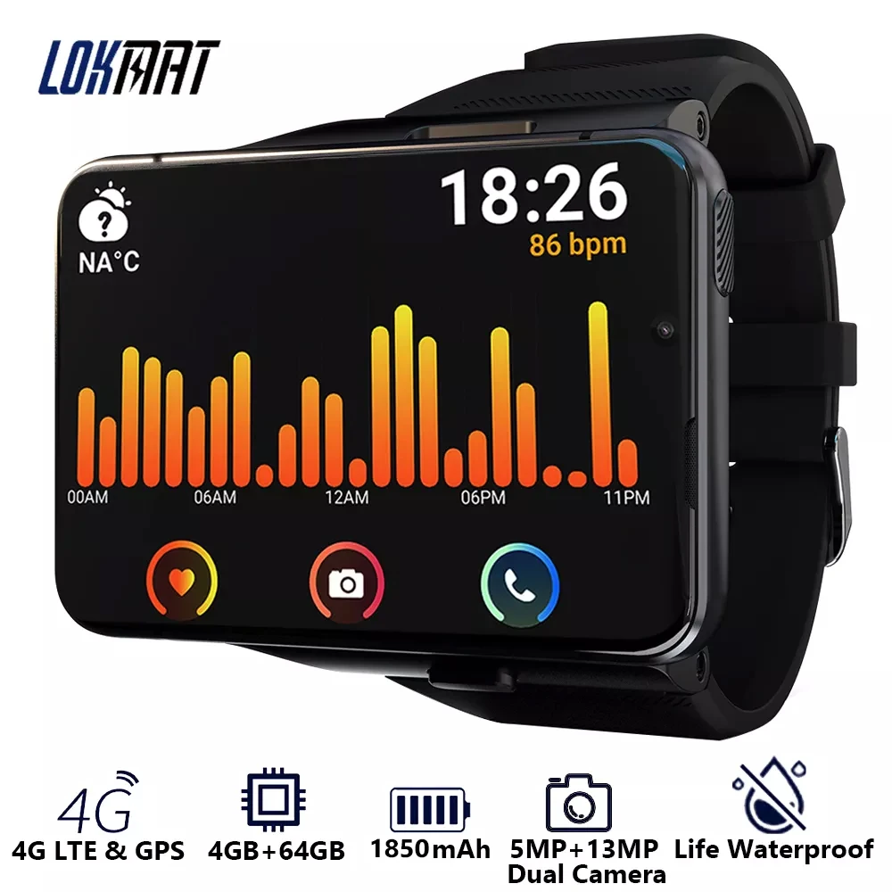 Смарт-часы LOKMAT Android 4G Wi-Fi ОЗУ 4 Гб ПЗУ 64 ГБ | Электроника