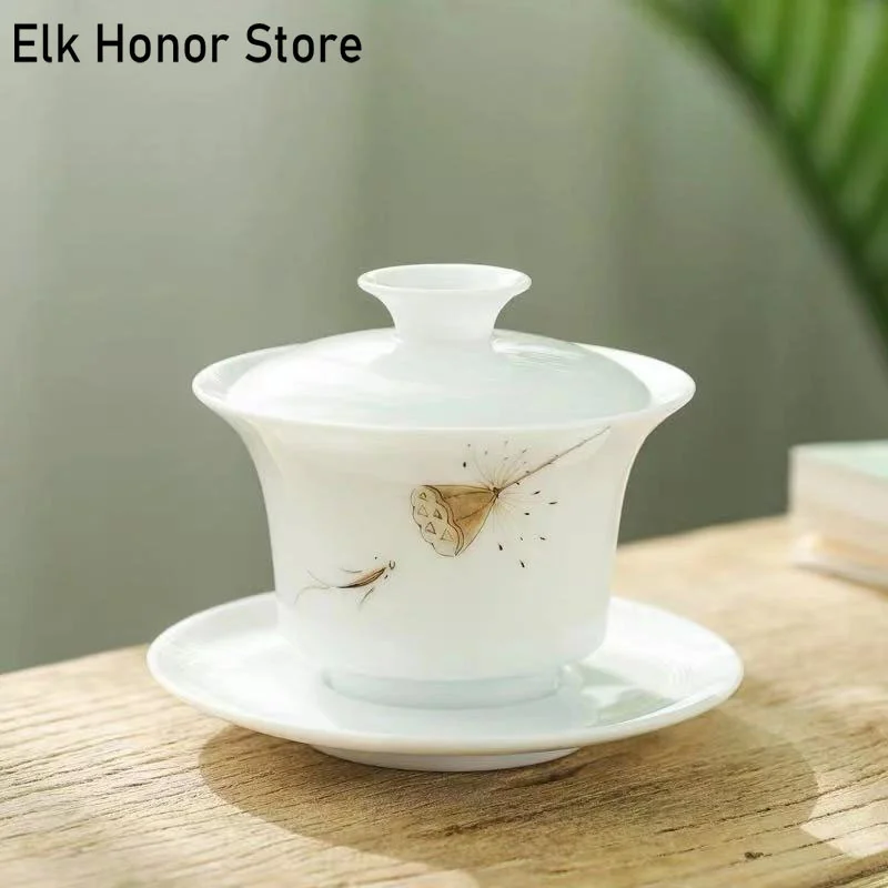 165ml Hand-Painted Blue-and-White Porcelain Gai Wan Cup Ceramic Queen Sancai Bowl Kung Fu Tea Eggshell Sopera De Ceramica Gaiwan
165ml Hand-Painted Blue-and-White Porcelain Gai Wan Cup Ceramic Queen Sancai Bowl Kung Fu Tea Eggshell Sopera De Ceramica Gaiwan